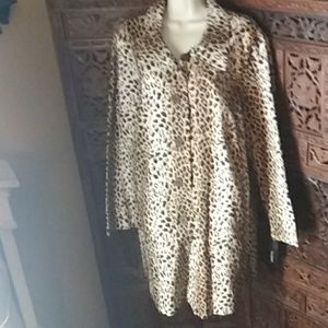 Tara Jones 3X long Blazer trench coat animal print